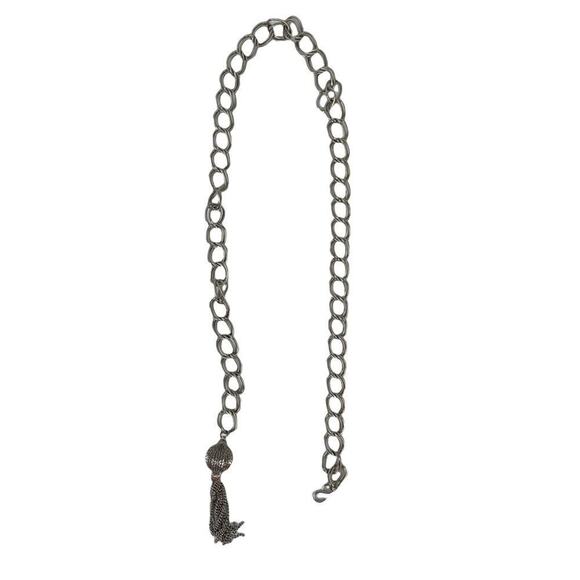 VTG Retro Silver Belt Metal Link Chain Belt Tassel Charm - Picture 3 of 15
